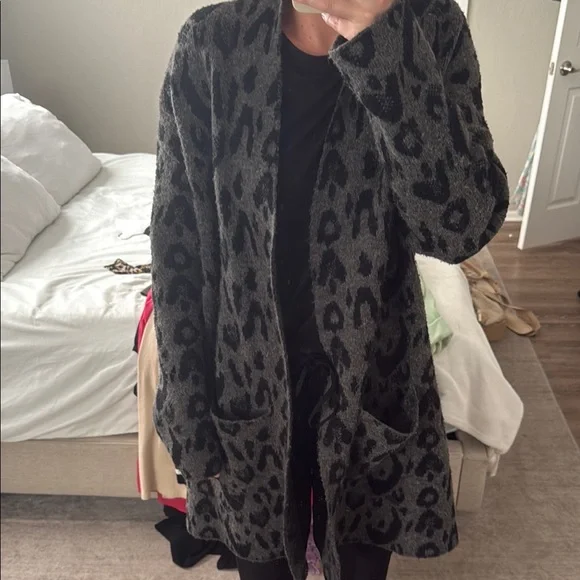 Premise Sweaters Premise Black And Gray Long Cardigan Sweater